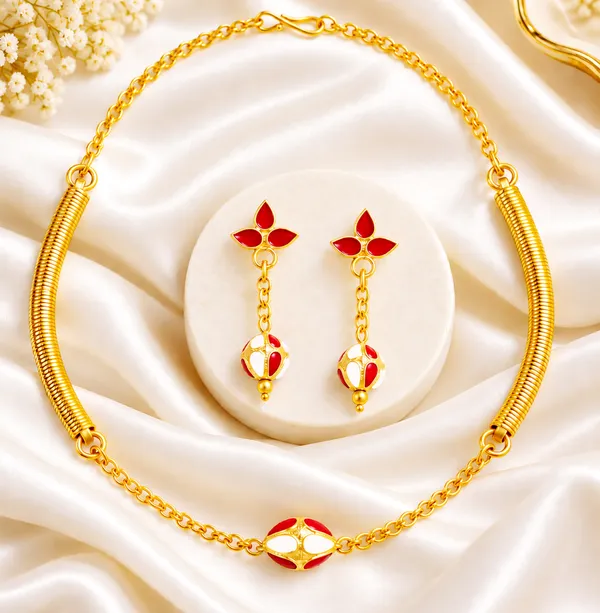 BG_GOLD_Assamese_traditional_Copper_Based_1_ball_red_withe_pipe_chain_Monimala_Jewellery_Set