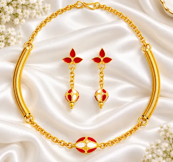 BG_GOLD_Assamese_traditional_Copper_Based_1_ball_red_withe_pipe_chain_Monimala_Jewellery_Set