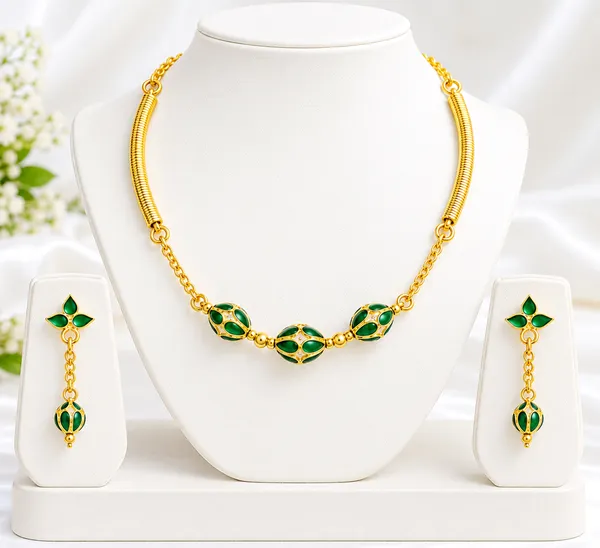 BG_GOLD_Assamese_traditional_Copper_Based_3_ball_green_pipe_chain_Monimala_Jewellery_Set
