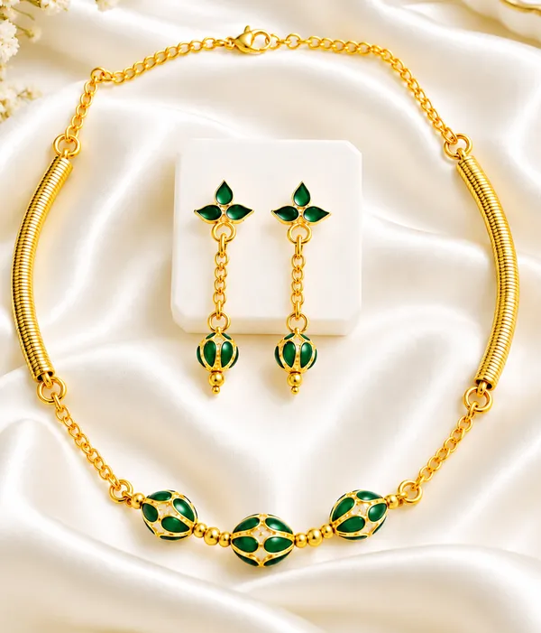 BG_GOLD_Assamese_traditional_Copper_Based_3_ball_green_pipe_chain_Monimala_Jewellery_Set