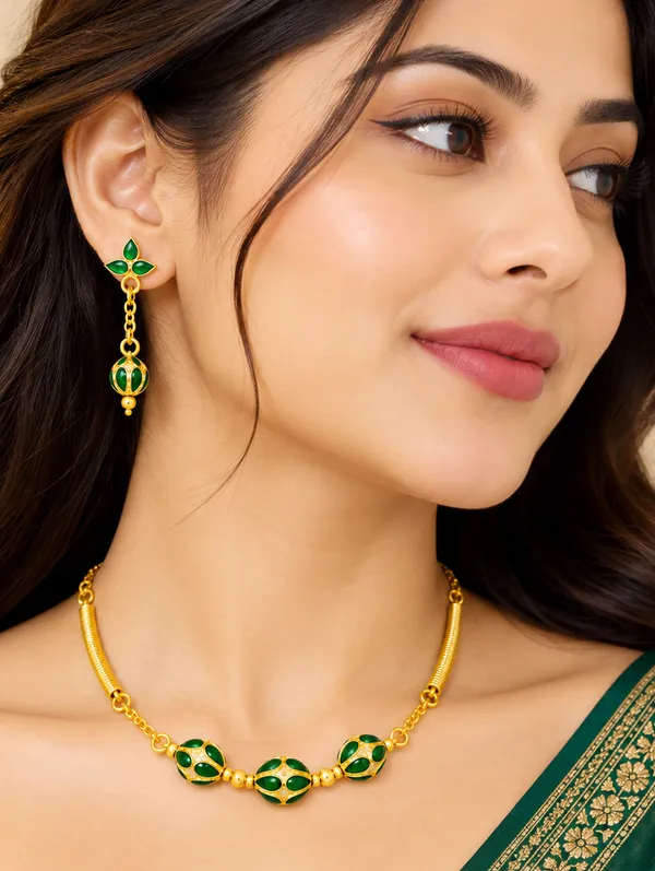 BG_GOLD_Assamese_traditional_Copper_Based_3_ball_green_pipe_chain_Monimala_Jewellery_Set
