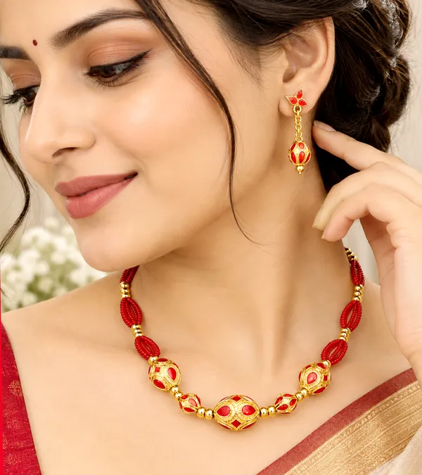 BG_GOLD_Assamese_traditional_Copper_Based_5red_Monimala_Jewellery_Set