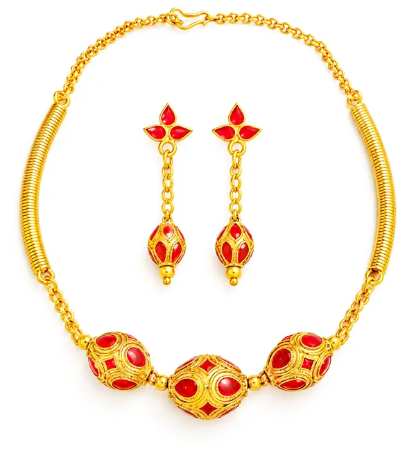 BG_GOLD_Assamese_traditional_Copper_Based_Big_Red_3_Ball__Pipe_Chain_Monimala_Jewellery_Set
