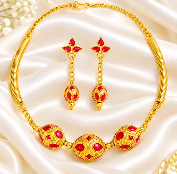 BG_GOLD_Assamese_traditional_Copper_Based_Big_Red_3_Ball__Pipe_Chain_Monimala_Jewellery_Set