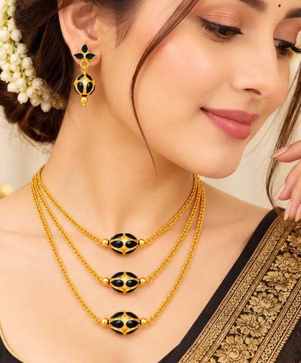 BG_GOLD_Assamese_traditional_Copper_Based_Black_3_ball_chain_Monimala_Jewellery_Set
