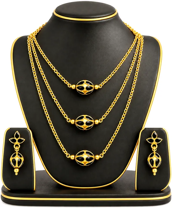 BG_GOLD_Assamese_traditional_Copper_Based_Black_3_ball_chain_Monimala_Jewellery_Set