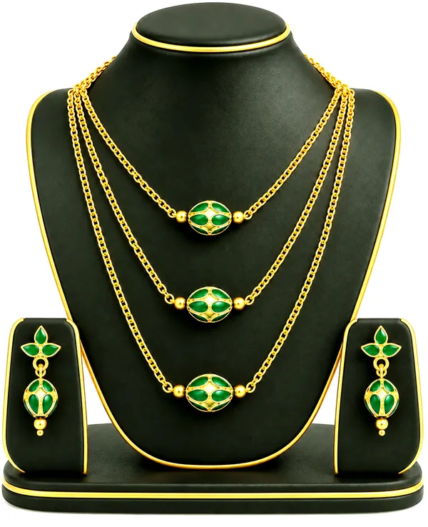BG_GOLD_Assamese_traditional_Copper_Based_Green_3_ball_chain_Monimala_Jewellery_Set