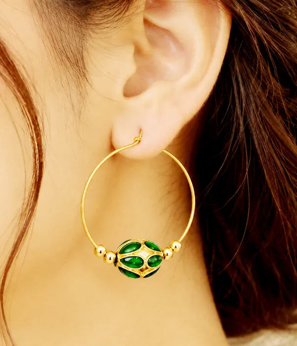 BG_GOLD_Assamese_traditional_Copper_Based_Green_Monimala_Hoop_Earring_Set