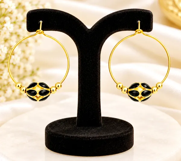 BG_GOLD_Assamese_traditional_Copper_Based_Black_Monimala_Hoop_Earring_Set