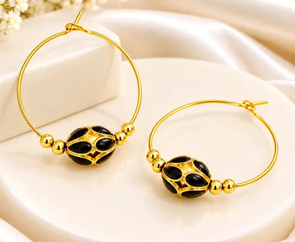 BG_GOLD_Assamese_traditional_Copper_Based_Black_Monimala_Hoop_Earring_Set