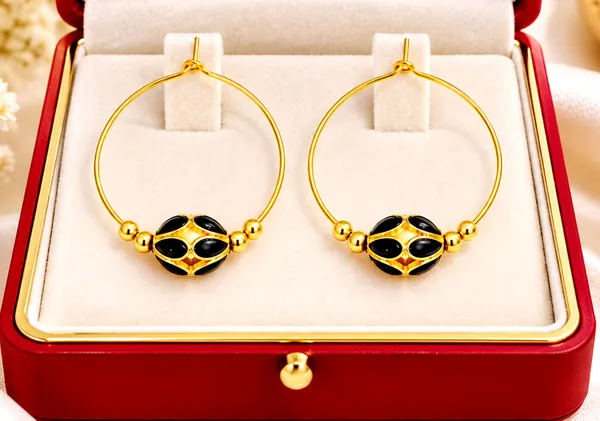 BG_GOLD_Assamese_traditional_Copper_Based_Black_Monimala_Hoop_Earring_Set