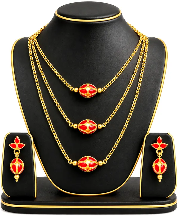 BG_GOLD_Assamese_traditional_Copper_Based_Red_3_ball_chain_Monimala_Jewellery_Set