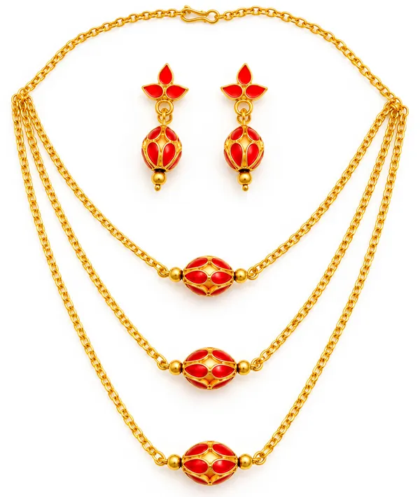 BG_GOLD_Assamese_traditional_Copper_Based_Red_3_ball_chain_Monimala_Jewellery_Set