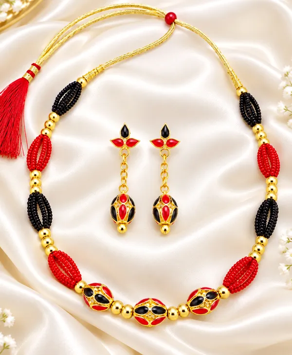 BG_GOLD_Assamese_traditional_Copper_Based_Red_Black_MoniMala_Jewellery_Set