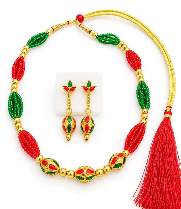 BG_GOLD_Assamese_traditional_Copper_Based_Red_Green_MoniMala_Jewellery_Set
