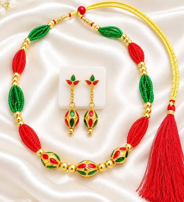 BG_GOLD_Assamese_traditional_Copper_Based_Red_Green_MoniMala_Jewellery_Set
