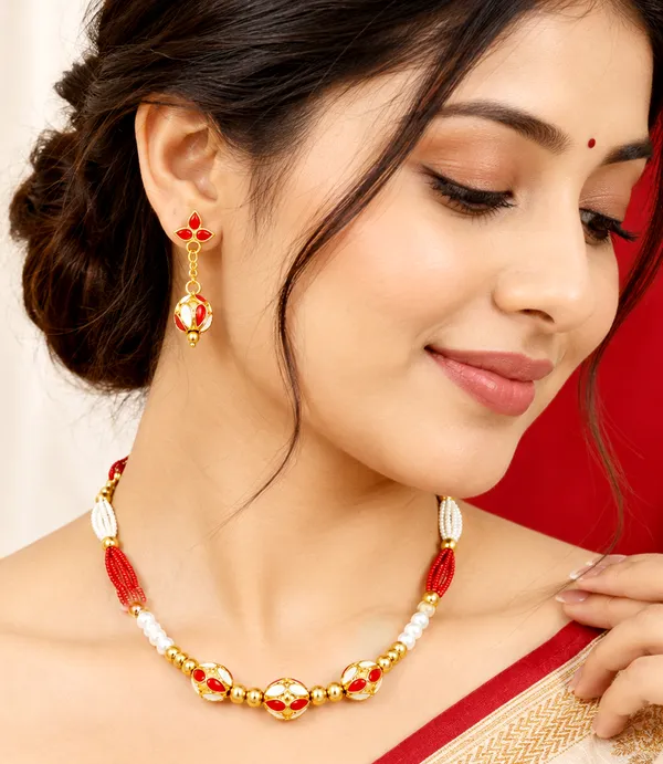BG_GOLD_Assamese_traditional_Copper_Based_Red_White__MoniMala_Jewellery_Set