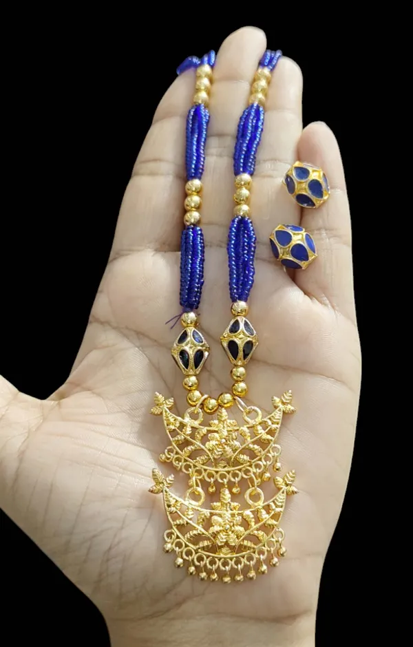 Copper_Based_Assamese_Traditional_Blue_Junbiri_Monimala_Tassel_Jewellery_Set