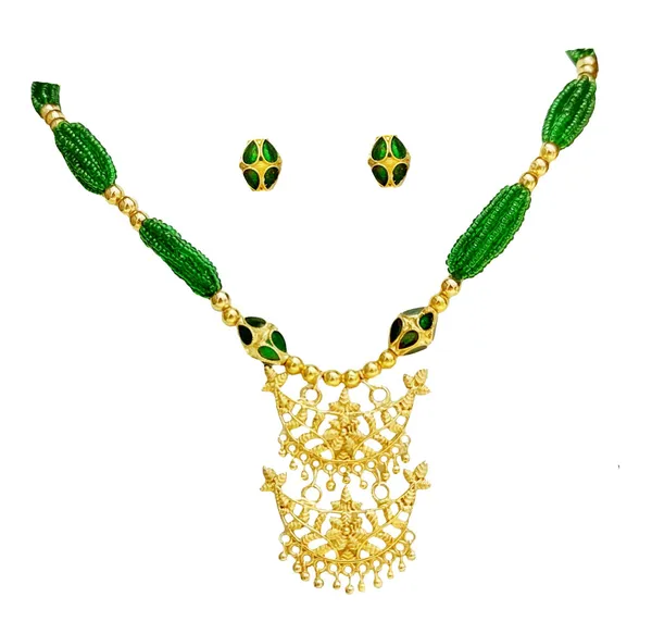 Copper_Based_Assamese_Traditional_Green_Junbiri_Monimala_Tassel_Jewellery_Set