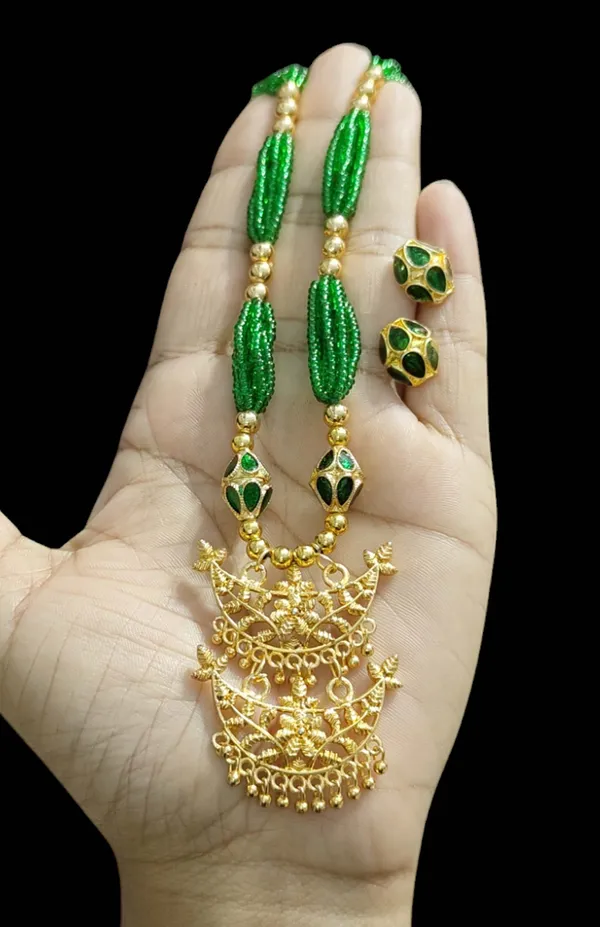 Copper_Based_Assamese_Traditional_Green_Junbiri_Monimala_Tassel_Jewellery_Set