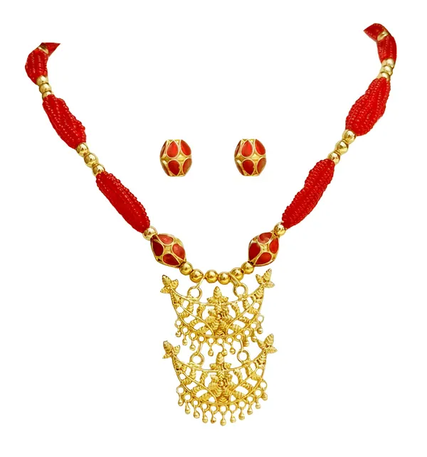 Assamese_Traditional_Red_Junbiri_Monimala_Tassel_Jewellery_Set
