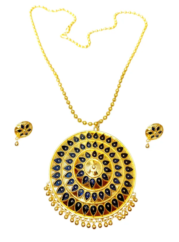 Assamese_Traditional_Blue_Big_Japi_Top_Earring_With_Goti_Chain