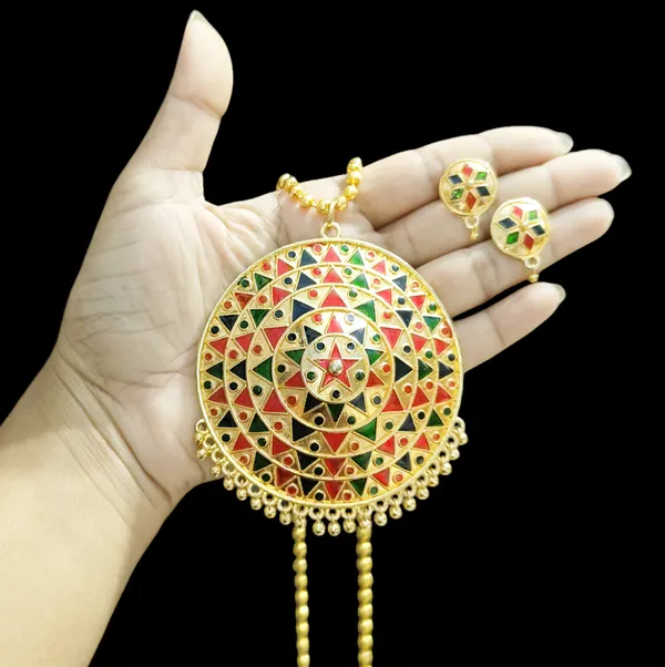 Assamese_Traditional_Multi_Big_Japi_Top_Earring_With_Goti_Chain