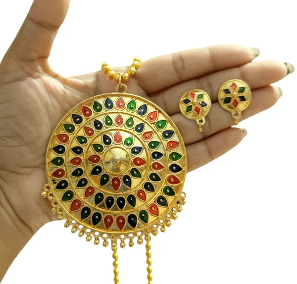 Assamese_Traditional_Multi_Big_Japi_Top_Earring_With_Goti_Chain