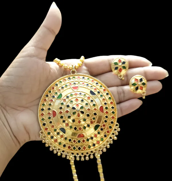 Assamese_Traditional_Multi_Big_Japi_Top_Earring_With_Goti_Chain