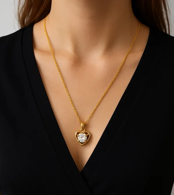 Copper_Based_Stone_Golden_Heart_Pendant