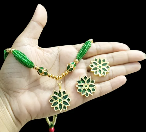 Assamese_Traditional_Green_Star_With_Monimala_Tassel_Jewellery_Set