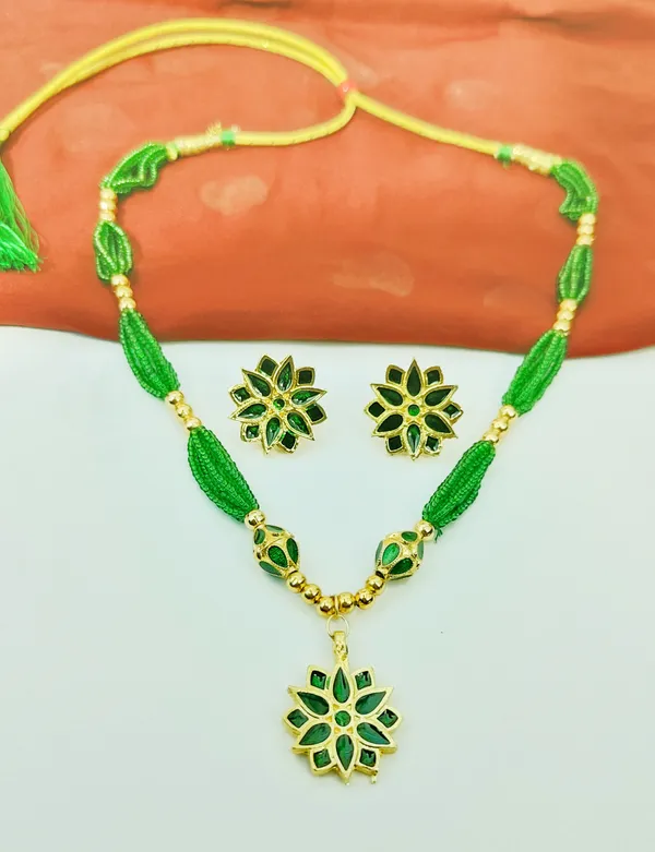 Assamese_Traditional_Green_Star_With_Monimala_Tassel_Jewellery_Set