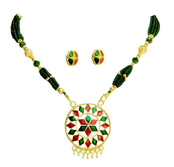 Assamese_Traditional_Red_Green_Small_Japi_Jewellery_Set