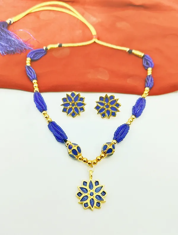 Copper_Based_Assamese_Traditional_Blue_Star_With_Monimala_Tassel_Jewellery_Set