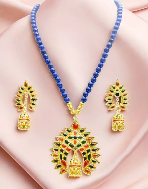 Assamese_Traditional_Copper_Based_Blue_Moni_Tassel_Multi_Dugdugi_Jewellery_Set