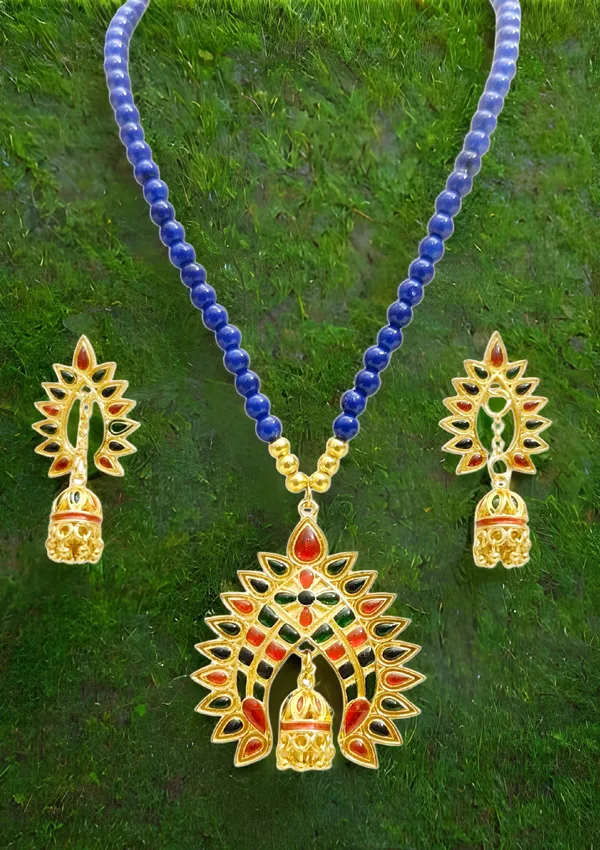 Assamese_Traditional_Copper_Based_Blue_Moni_Tassel_Multi_Dugdugi_Jewellery_Set