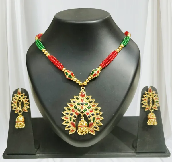 Assamese_Traditional_Copper_Based_Multi_2_Ball_Tassel_Dugdugi_Jewellery_Set