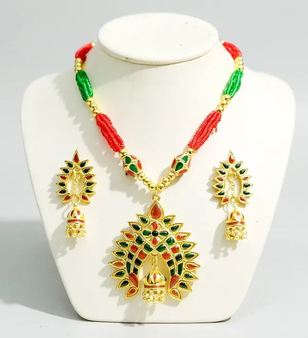 Assamese_Traditional_Copper_Based_Multi_2_Ball_Tassel_Dugdugi_Jewellery_Set