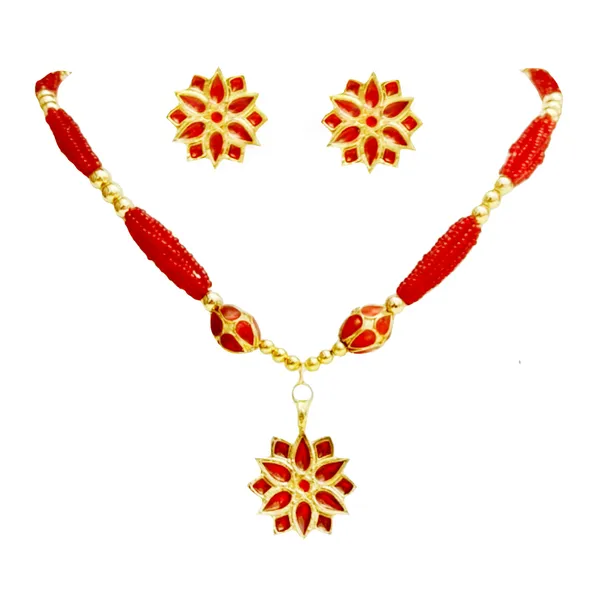Assamese_Traditional_Red_Star_With_Monimala_Tassel_Jewellery_Set