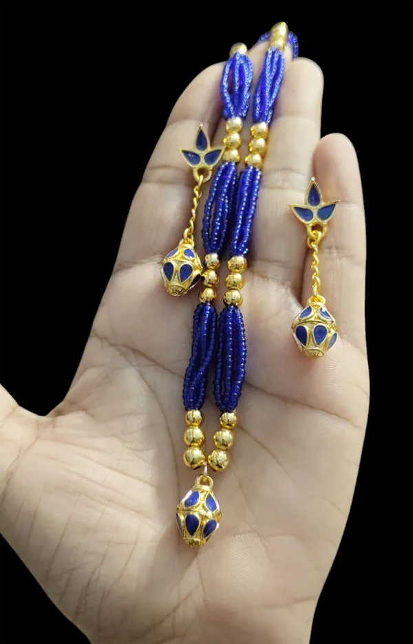 Assamese_Traditional_Blue_Ball_Tassel_Jewellery_Set
