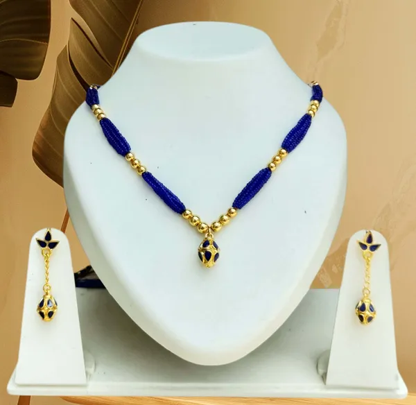 Assamese_Traditional_Blue_Ball_Tassel_Jewellery_Set