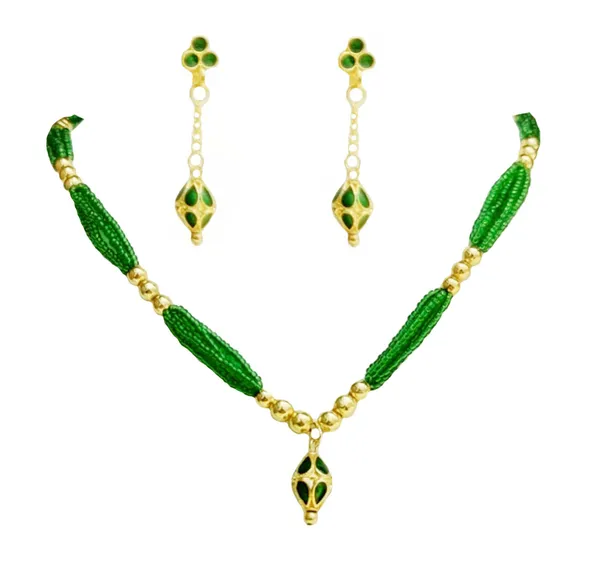 Copper_Based_Assamese_Traditional_Green_Boll_Tassel_Jewellery_Set