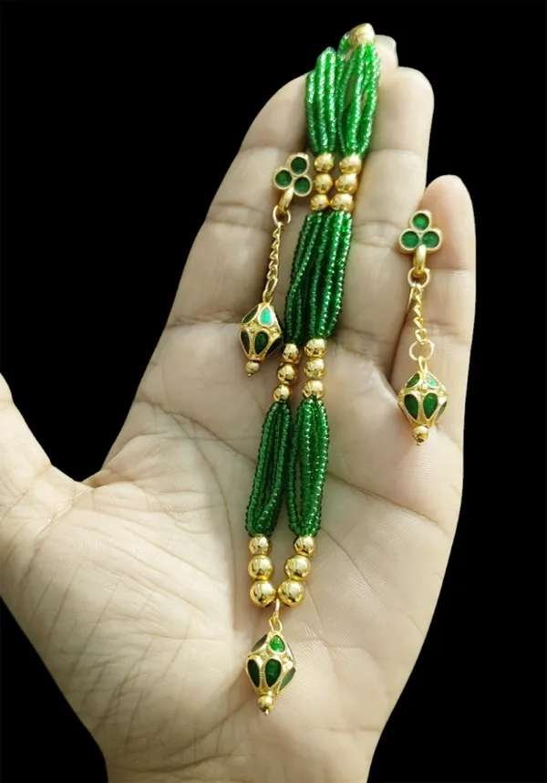 Copper_Based_Assamese_Traditional_Green_Boll_Tassel_Jewellery_Set