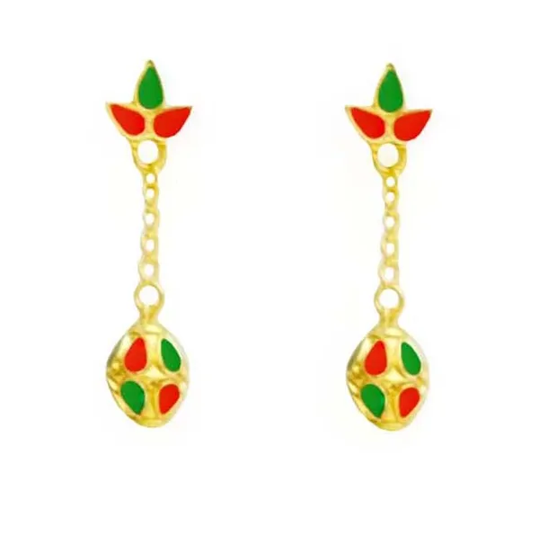 Copper_Based_Assamese_Traditional_Red_Green_Ball_Tassel_Jewellery_Set