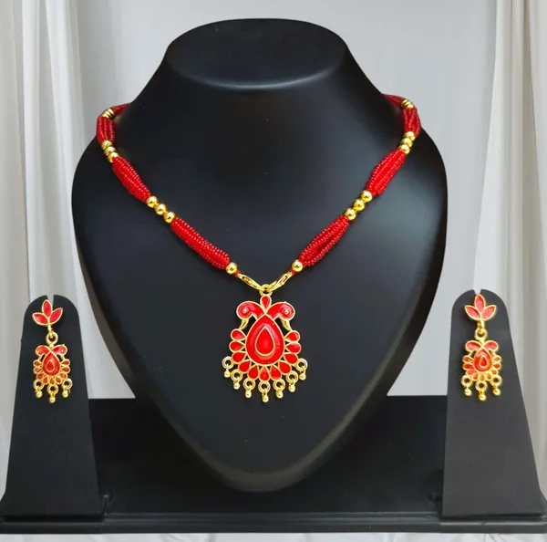 Assamese_Traditional_Copper_Based_Red_Meenakari_Jewellery_Set