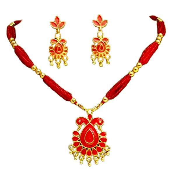 Assamese_Traditional_Copper_Based_Red_Meenakari_Jewellery_Set
