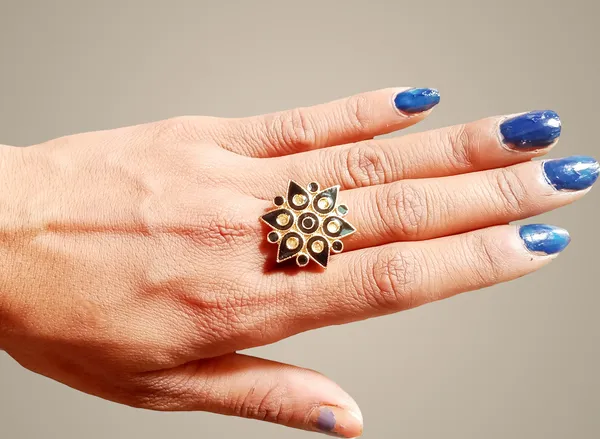 Assamese_Traditional_Copper_Gold_Plated_Black_Colour_Ring_For_Girls_&_Women