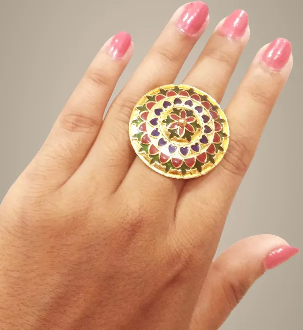 Assamese_Traditional_Copper_Gold_Plated_Multi_Color_Finger-Ring_For_Girls_&_Women
