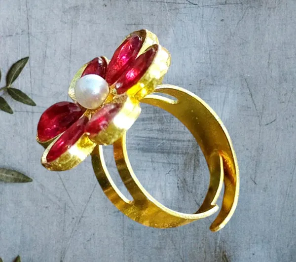 Balaji_Gold_Ruby_Pink_Ruby_Stone_Floral_Pearl_Adjustable_Finger_Ring_For_Women