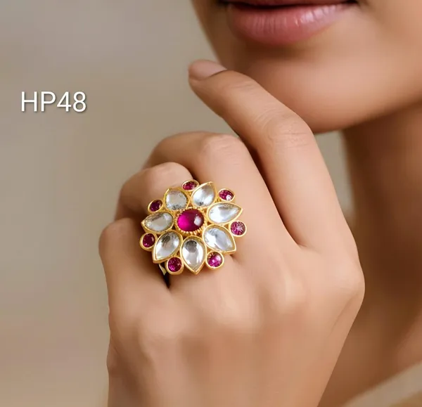 Multicolour_Ruby_&_Stone_Floral_Adjustable_Finger_Ring_For_Women